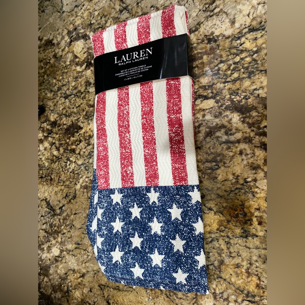 Ralph Lauren flag kitchen dish towels - stars and stripes Brand new  - set of 2
